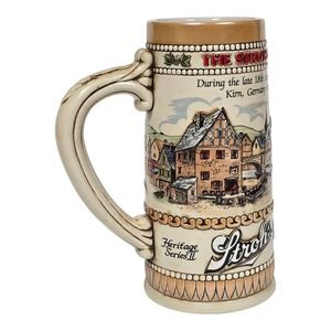 Vtg Ceramarte Brazil Stroh's Brewery Beer Stein Heritage II 3D Design Tankard